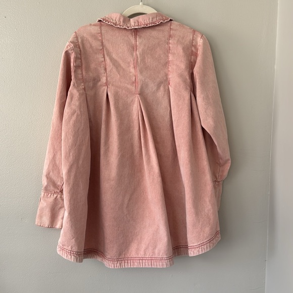 Free People Charlie Denim Button Down with Pearl Snap- Pink Denim - Picture 8 of 10